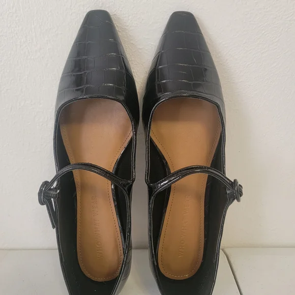 Who What Wear Black Crocodile Flats - Picture 2 of 5